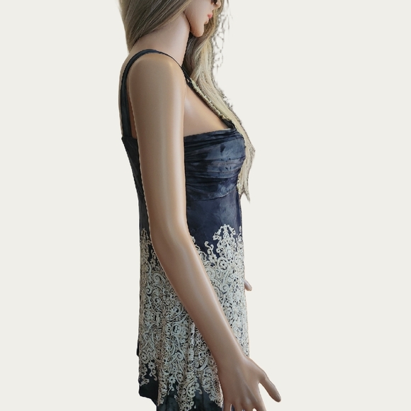 VENUS Bohemian Chic Black and Cream Embellished Tank Top, Medium EUC - Picture 5 of 9